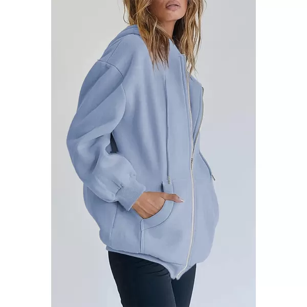 PRETTYGARDEN Womens Zip Up Y2K Hoodies Casual Long Sleeve Track Jackets With PocketsLight Blue