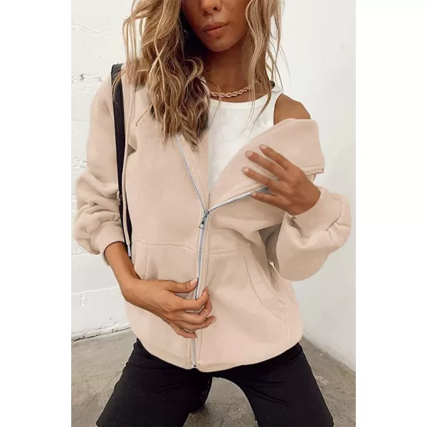 PRETTYGARDEN Womens Zip Up Y2K Hoodies Casual Long Sleeve Track Jackets With PocketsLight Khaki