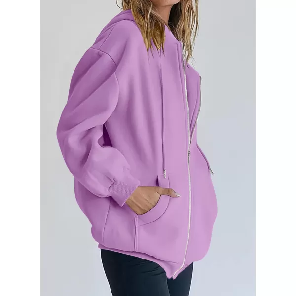 PRETTYGARDEN Womens Zip Up Y2K Hoodies Casual Long Sleeve Track Jackets With PocketsLight Purple