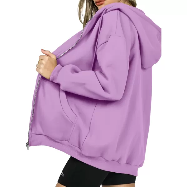 PRETTYGARDEN Womens Zip Up Y2K Hoodies Casual Long Sleeve Track Jackets With PocketsLight Purple