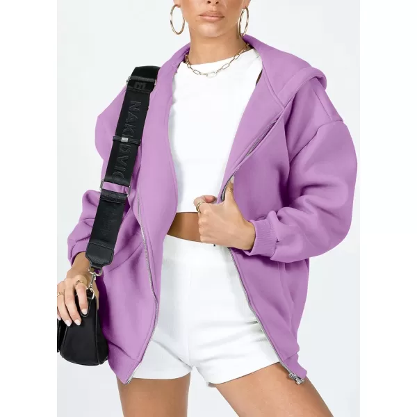 PRETTYGARDEN Womens Zip Up Y2K Hoodies Casual Long Sleeve Track Jackets With PocketsLight Purple