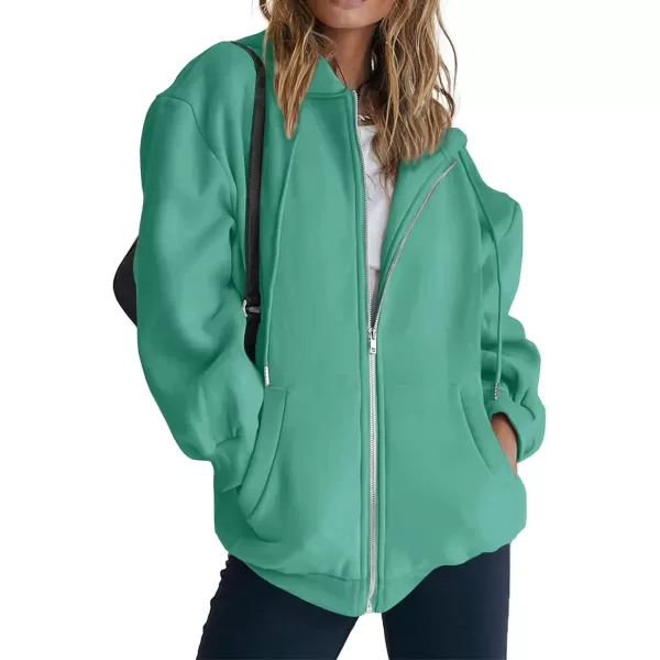 PRETTYGARDEN Womens Zip Up Y2K Hoodies Casual Long Sleeve Track Jackets With PocketsMint Green