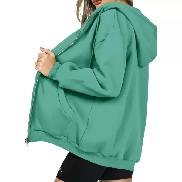 PRETTYGARDEN Womens Zip Up Y2K Hoodies Casual Long Sleeve Track Jackets With PocketsMint Green