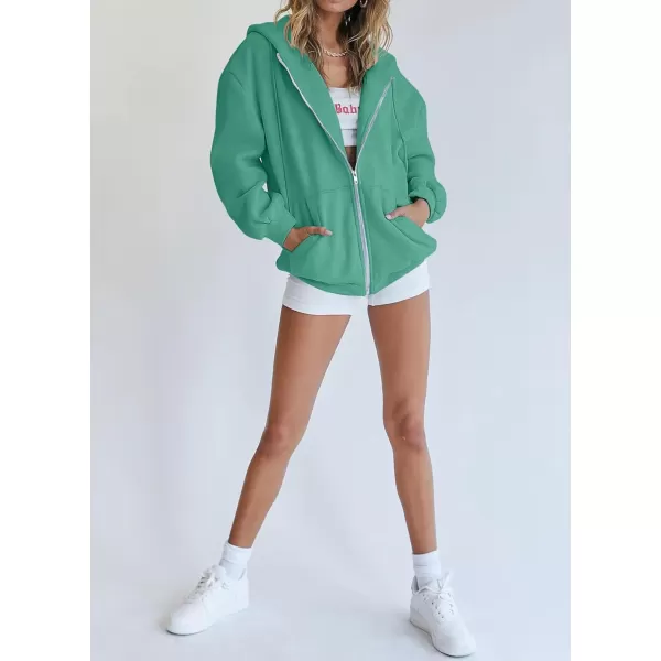 PRETTYGARDEN Womens Zip Up Y2K Hoodies Casual Long Sleeve Track Jackets With PocketsMint Green