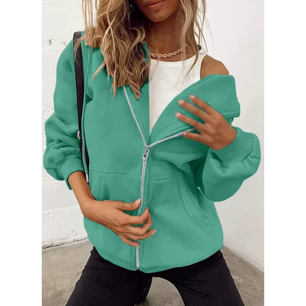 PRETTYGARDEN Womens Zip Up Y2K Hoodies Casual Long Sleeve Track Jackets With PocketsMint Green