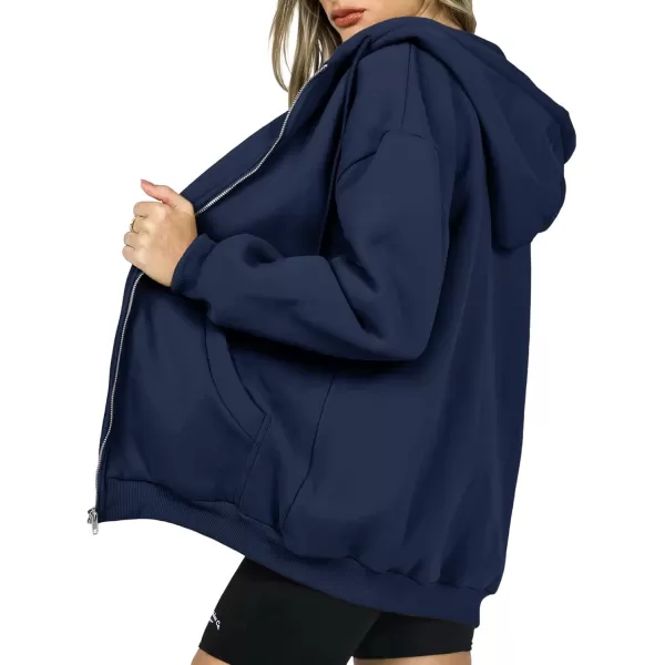 PRETTYGARDEN Womens Zip Up Y2K Hoodies Casual Long Sleeve Track Jackets With PocketsNavy