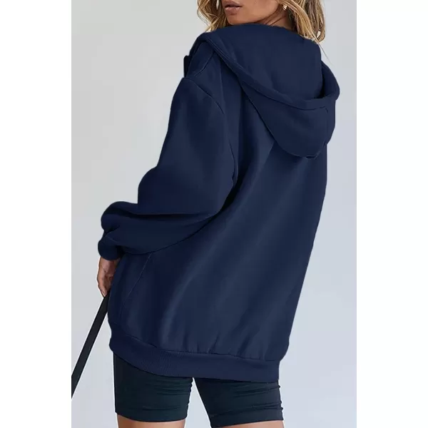 PRETTYGARDEN Womens Zip Up Y2K Hoodies Casual Long Sleeve Track Jackets With PocketsNavy
