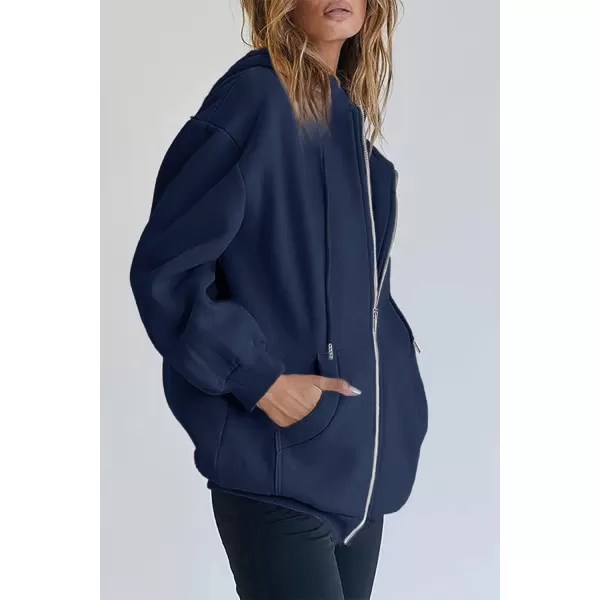 PRETTYGARDEN Womens Zip Up Y2K Hoodies Casual Long Sleeve Track Jackets With PocketsNavy