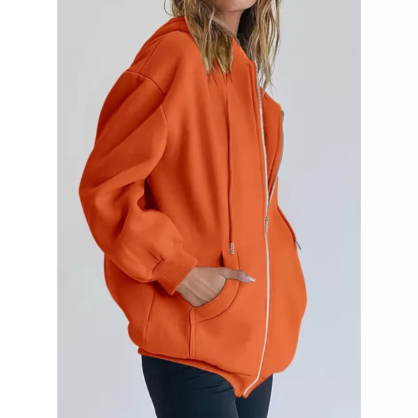 PRETTYGARDEN Womens Zip Up Y2K Hoodies Casual Long Sleeve Track Jackets With PocketsOrange