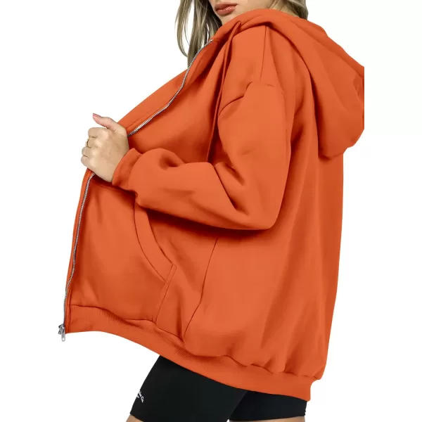 PRETTYGARDEN Womens Zip Up Y2K Hoodies Casual Long Sleeve Track Jackets With PocketsOrange