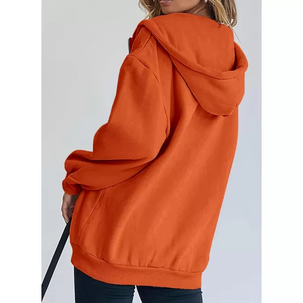 PRETTYGARDEN Womens Zip Up Y2K Hoodies Casual Long Sleeve Track Jackets With PocketsOrange