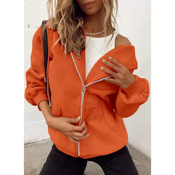 PRETTYGARDEN Womens Zip Up Y2K Hoodies Casual Long Sleeve Track Jackets With PocketsOrange