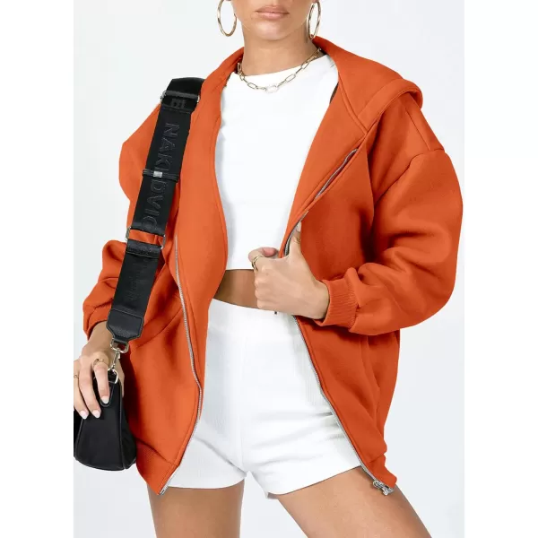 PRETTYGARDEN Womens Zip Up Y2K Hoodies Casual Long Sleeve Track Jackets With PocketsOrange
