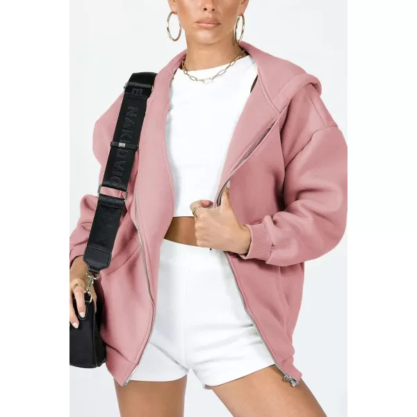 PRETTYGARDEN Womens Zip Up Y2K Hoodies Casual Long Sleeve Track Jackets With PocketsPink