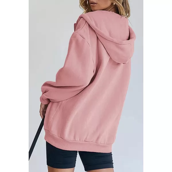 PRETTYGARDEN Womens Zip Up Y2K Hoodies Casual Long Sleeve Track Jackets With PocketsPink