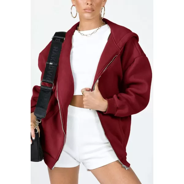 PRETTYGARDEN Womens Zip Up Y2K Hoodies Casual Long Sleeve Track Jackets With PocketsRed