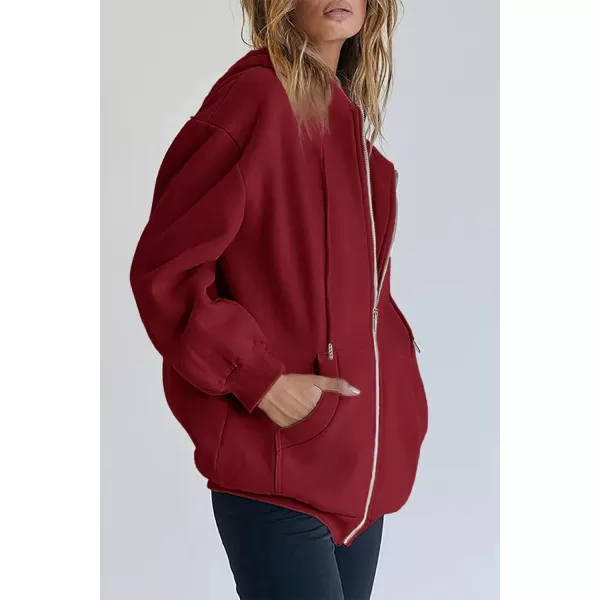PRETTYGARDEN Womens Zip Up Y2K Hoodies Casual Long Sleeve Track Jackets With PocketsRed