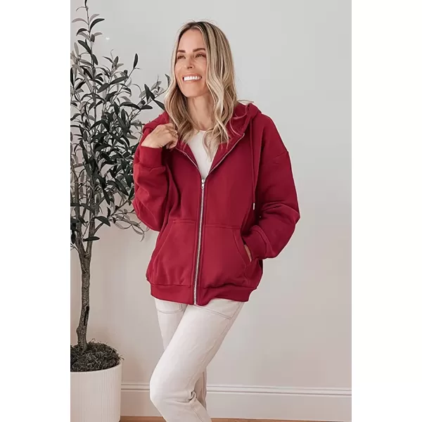 PRETTYGARDEN Womens Zip Up Y2K Hoodies Casual Long Sleeve Track Jackets With PocketsRed