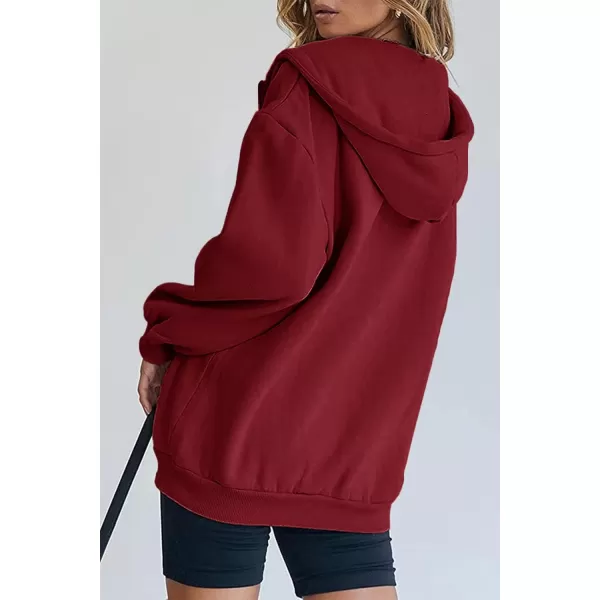 PRETTYGARDEN Womens Zip Up Y2K Hoodies Casual Long Sleeve Track Jackets With PocketsRed