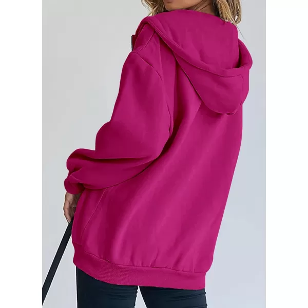 PRETTYGARDEN Womens Zip Up Y2K Hoodies Casual Long Sleeve Track Jackets With PocketsRose Red
