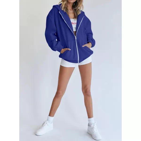 PRETTYGARDEN Womens Zip Up Y2K Hoodies Casual Long Sleeve Track Jackets With PocketsRoyal Blue