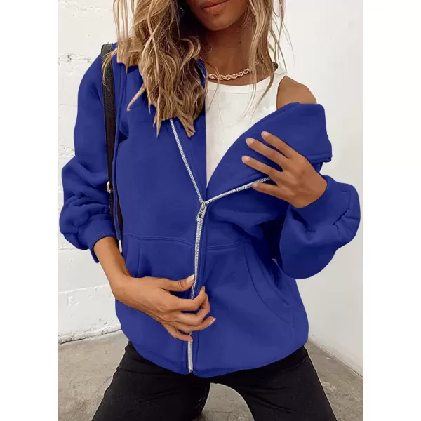 PRETTYGARDEN Womens Zip Up Y2K Hoodies Casual Long Sleeve Track Jackets With PocketsRoyal Blue