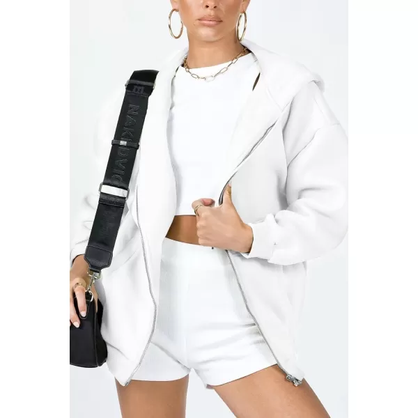 PRETTYGARDEN Womens Zip Up Y2K Hoodies Casual Long Sleeve Track Jackets With PocketsWhite
