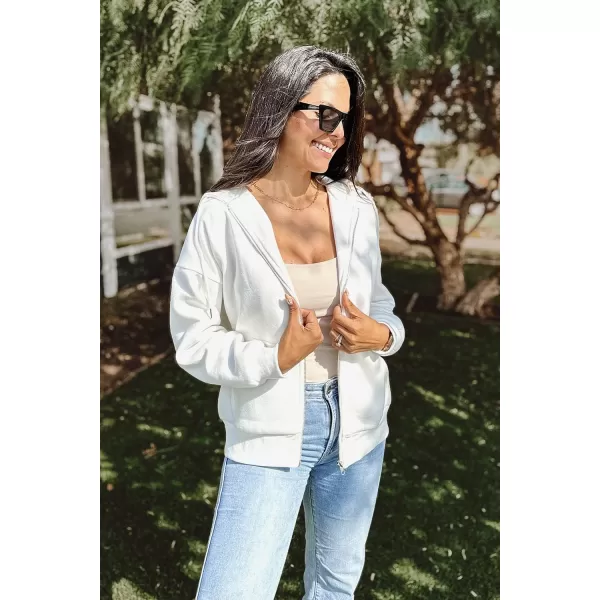 PRETTYGARDEN Womens Zip Up Y2K Hoodies Casual Long Sleeve Track Jackets With PocketsWhite