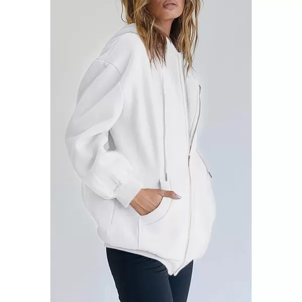 PRETTYGARDEN Womens Zip Up Y2K Hoodies Casual Long Sleeve Track Jackets With PocketsWhite