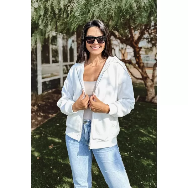PRETTYGARDEN Womens Zip Up Y2K Hoodies Casual Long Sleeve Track Jackets With PocketsWhite