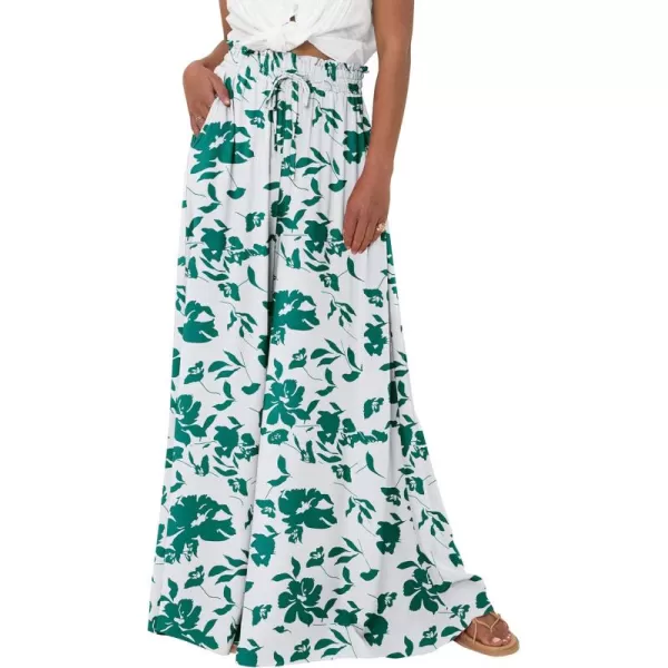 PRETTYGARDEN Womens 2024 Summer Wide Leg Palazzo Pants High Waisted Flowy Pockets Trendy Casual Lounge Boho Beach TrousersPrint Green