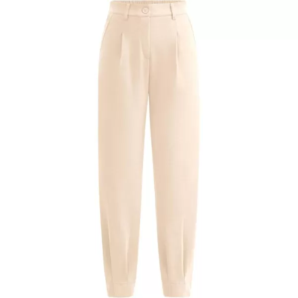 PRETTYGARDEN Womens High Waisted Pants Dressy Casual Ankle Length Work Office Trouser Slacks with PocketsBeige