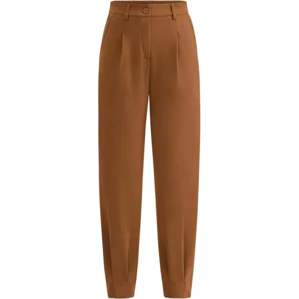 PRETTYGARDEN Womens High Waisted Pants Dressy Casual Ankle Length Work Office Trouser Slacks with PocketsBrown