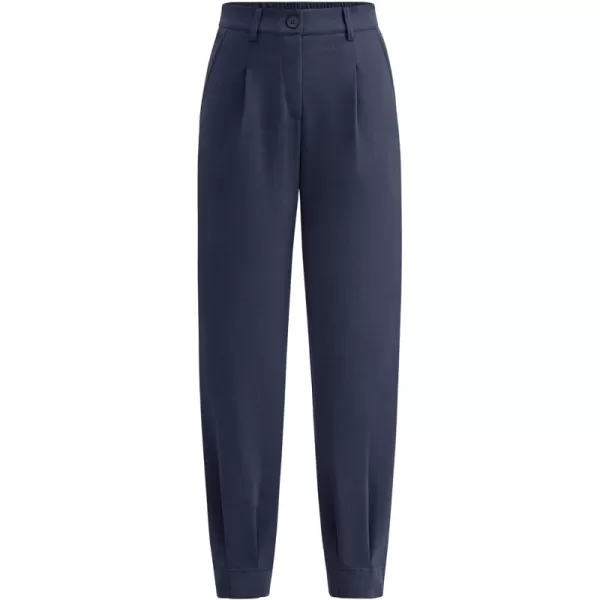 PRETTYGARDEN Womens High Waisted Pants Dressy Casual Ankle Length Work Office Trouser Slacks with PocketsNavy