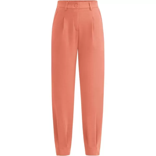 PRETTYGARDEN Womens High Waisted Pants Dressy Casual Ankle Length Work Office Trouser Slacks with PocketsOrange Pink