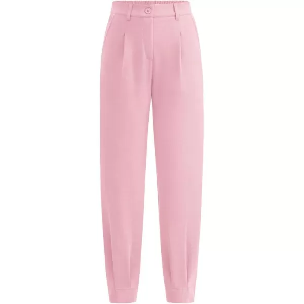 PRETTYGARDEN Womens High Waisted Pants Dressy Casual Ankle Length Work Office Trouser Slacks with PocketsPink