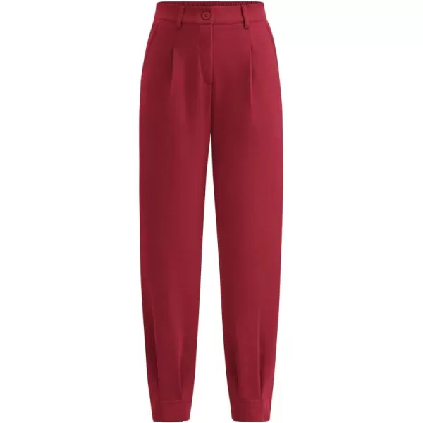 PRETTYGARDEN Womens High Waisted Pants Dressy Casual Ankle Length Work Office Trouser Slacks with PocketsWine Red