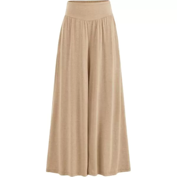 PRETTYGARDEN Womens Summer Wide Leg Trouser Pants Casual High Waisted Flowy Palazzo Lounge Pant with PocketsApricot