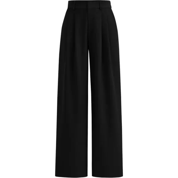 PRETTYGARDEN Womens Summer Work Pants Elastic High Waisted Straight Leg Business Casual Dressy Trousers Slacks with PocketsBlack