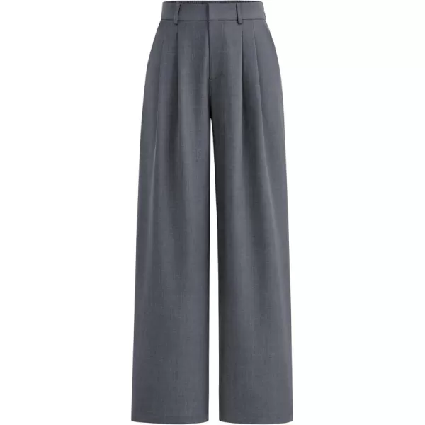PRETTYGARDEN Womens Summer Work Pants Elastic High Waisted Straight Leg Business Casual Dressy Trousers Slacks with PocketsDark Grey
