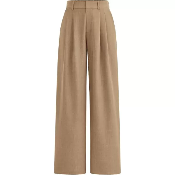 PRETTYGARDEN Womens Summer Work Pants Elastic High Waisted Straight Leg Business Casual Dressy Trousers Slacks with PocketsKhaki