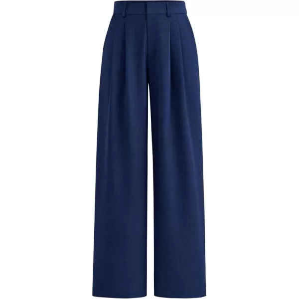 PRETTYGARDEN Womens Summer Work Pants Elastic High Waisted Straight Leg Business Casual Dressy Trousers Slacks with PocketsNavy
