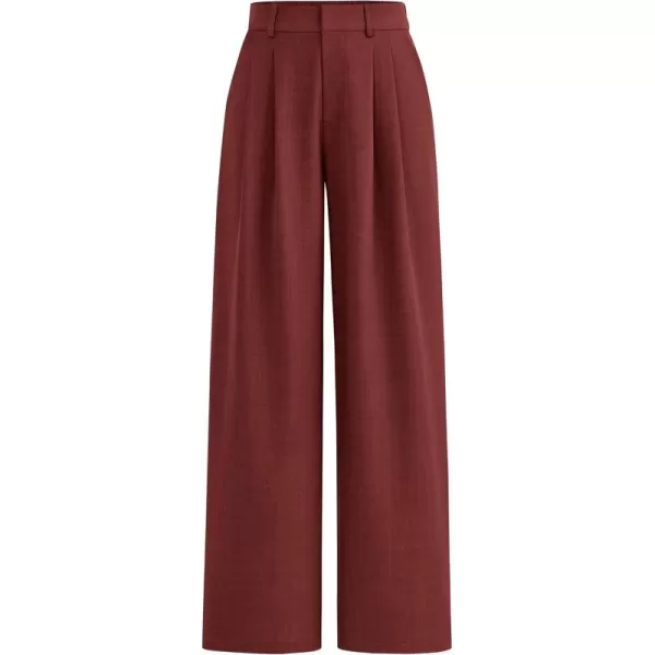 PRETTYGARDEN Womens Summer Work Pants Elastic High Waisted Straight Leg Business Casual Dressy Trousers Slacks with PocketsRust Red
