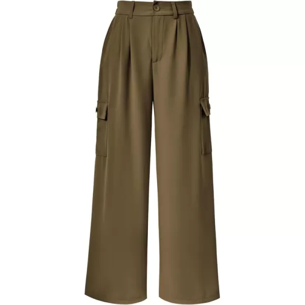 PRETTYGARDEN Womens Wide Leg Cargo Pants High Waist Business Casual Trousers Pant with PocketsArmy Green