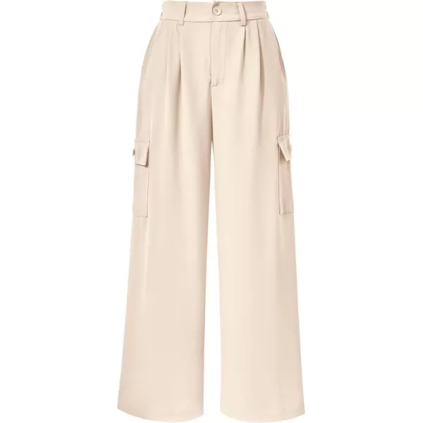 PRETTYGARDEN Womens Wide Leg Cargo Pants High Waist Business Casual Trousers Pant with PocketsBeige