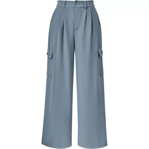 PRETTYGARDEN Womens Wide Leg Cargo Pants High Waist Business Casual Trousers Pant with PocketsGrey Blue