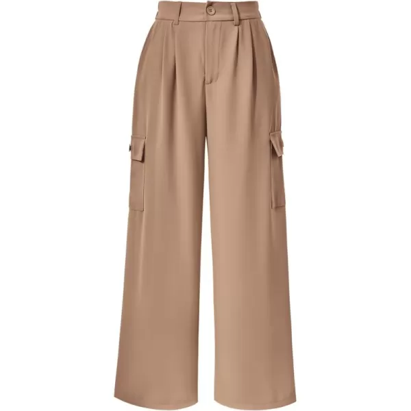 PRETTYGARDEN Womens Wide Leg Cargo Pants High Waist Business Casual Trousers Pant with PocketsKhaki