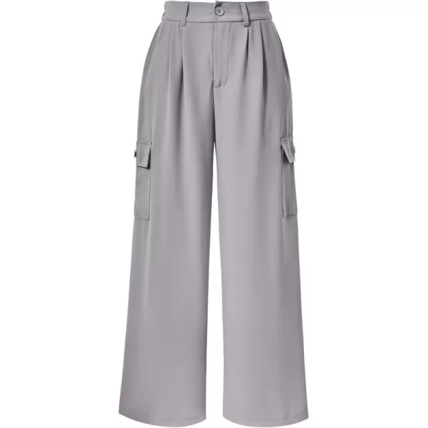 PRETTYGARDEN Womens Wide Leg Cargo Pants High Waist Business Casual Trousers Pant with PocketsLight Grey