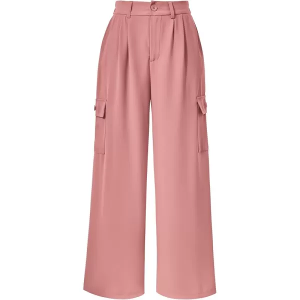 PRETTYGARDEN Womens Wide Leg Cargo Pants High Waist Business Casual Trousers Pant with PocketsPink