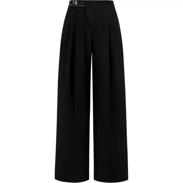 PRETTYGARDEN Womens Wide Leg Pants Dressy High Waisted Business Casual Work Office Suit Palazzo Pant TrousersBlack